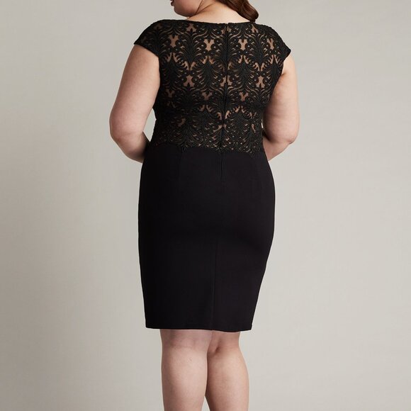 Tadashi Shoji BEAL EMBROIDERED TULLE & CREPE DRESS - PLUS SIZE - Picture 1 of 2